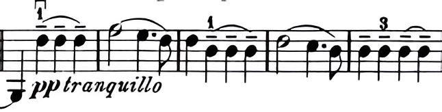 Portato — a soft, singing stroke invites a gentle, continuous vibrato.